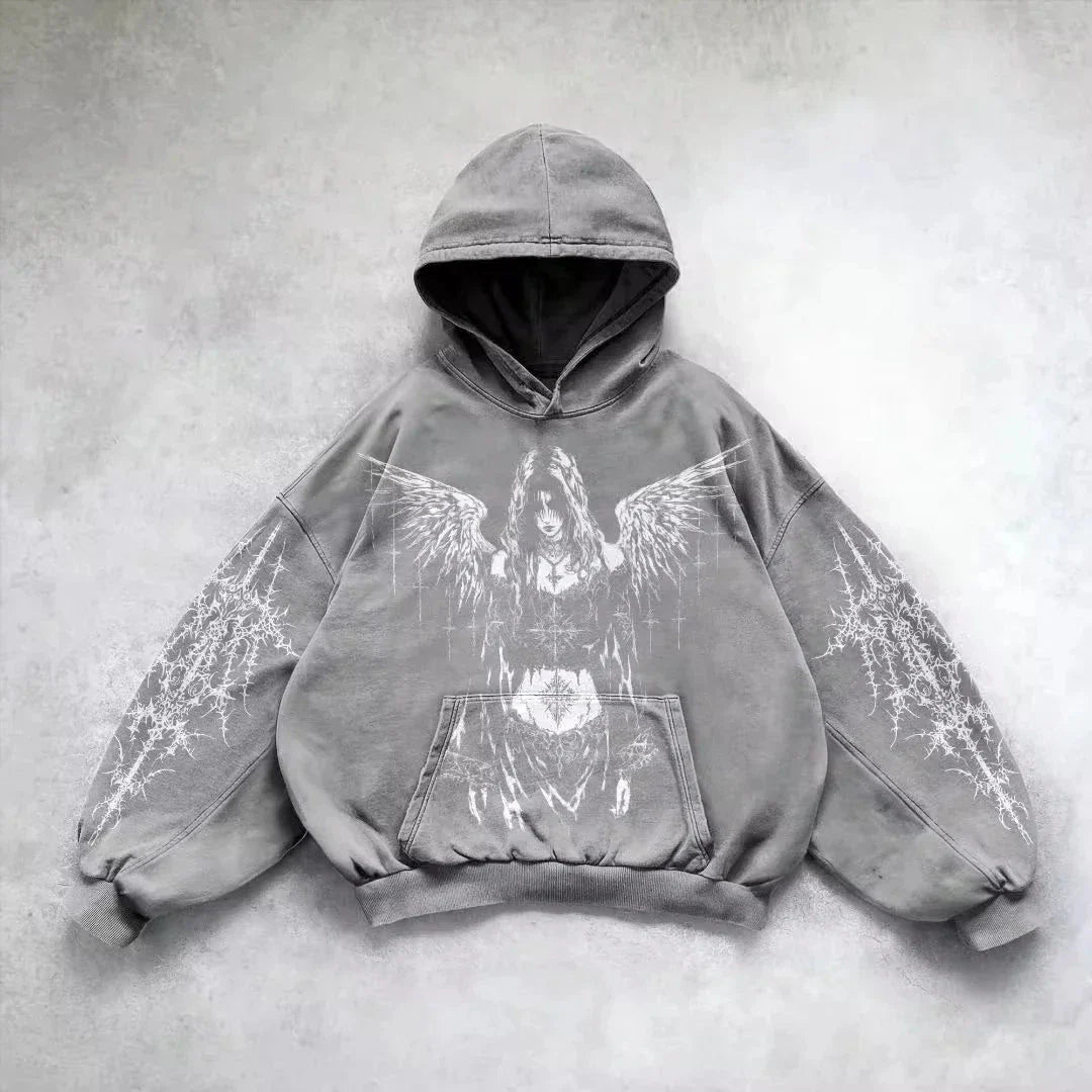 Women’s Y2K Fleece Zip-Up Hoodie – Streetwear Hip Hop Punk Style Loose Sweatshirt for All Seasons